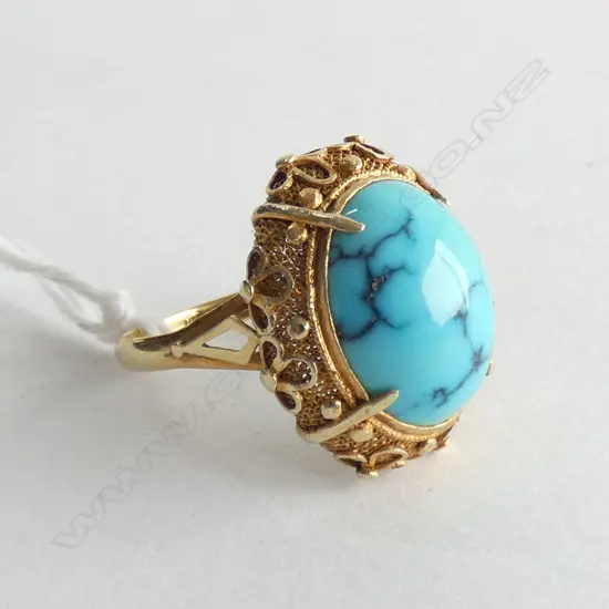 14CT GOLD & TURQUOISE RING 4.6 GRAMS