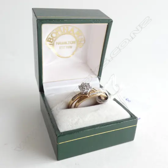 9CT GOLD & DIAMOND PAIR OF RINGS...
