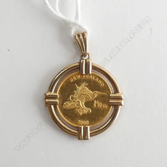 PURE GOLD NZ MINT 1/10 OZ KIWI 9CT MOUNT 5.1 GRAMS