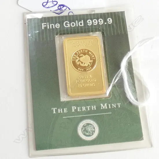 .999 FINE GOLD INGOT PERTH MINT 10gms UNC