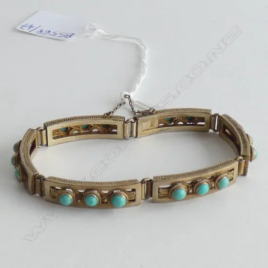 SILVER GILT & TURQUOISE BRACELET 20 GRAMS
