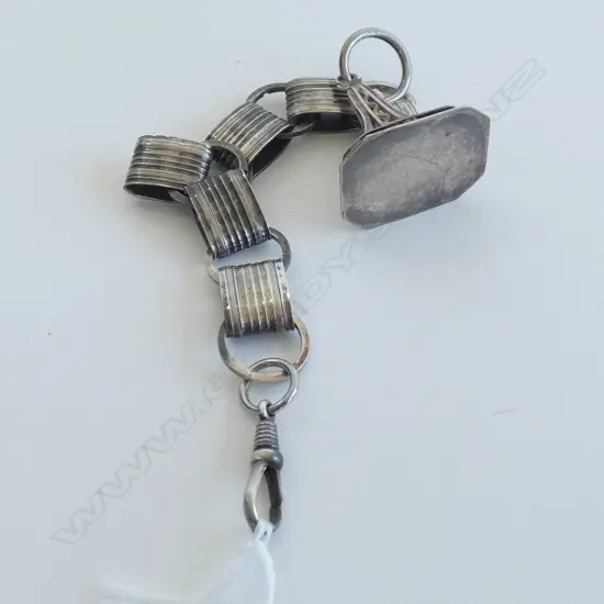 STG SILVER STAMPED ART NOUVEAU FOB CHAIN 
