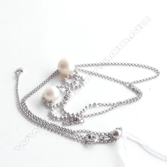 SILVER & TWIN CULTURED PEARL FINE NECKLACE 