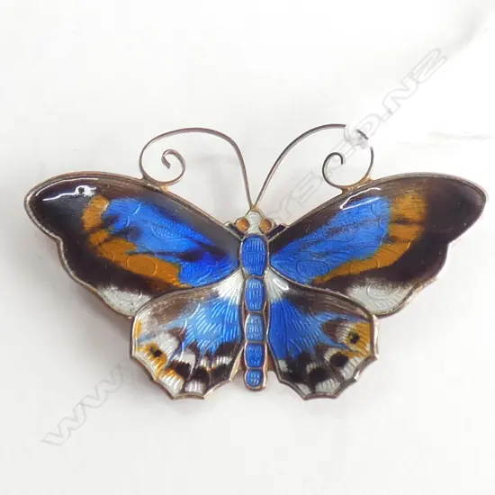 DAVID ANDERSEN NORWAY STG & ENAMEL BUTTERFLY BROOCH 13.5 GRAMS