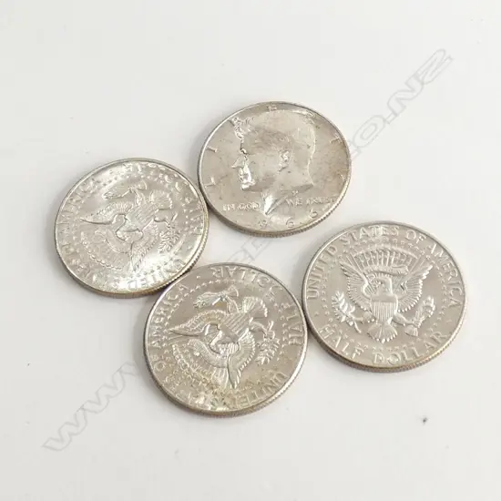 4 SILVER 1/2 $1 USA COINS 1966