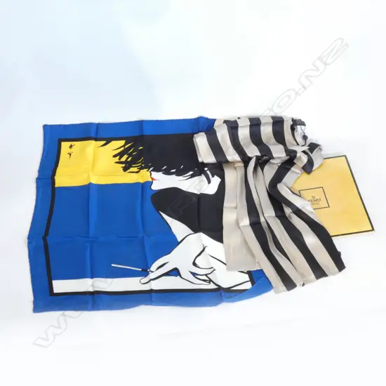 2 HAND FINISHED SCARVES; FENDI & CHRISTIAN DIOR