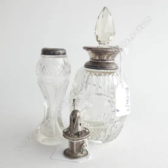2 STG TOPPED CRYSTAL CONTAINERS + SILVER WINDMILL H.55mm a/f