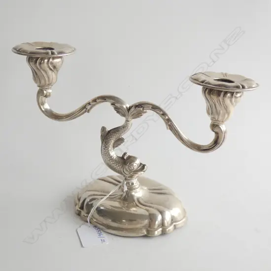 SILVER PLATE DOLPHIN CANDELABRA W.240mm 