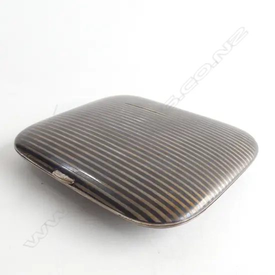 .900 SILVER CIGARETTE CASE striped inlay 1 section missing