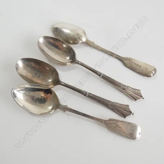 (17757) 4 ASST STG SILVER TEASPOONS