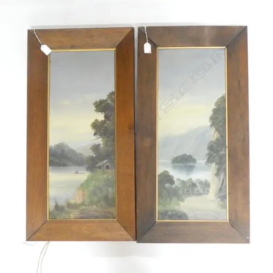 2 PAUL WREN COLONIAL LANDSCAPE OILS; 'WAIKATO RIVER' & 'QUEEN CHARLOTTE SOUND' 585x230mm