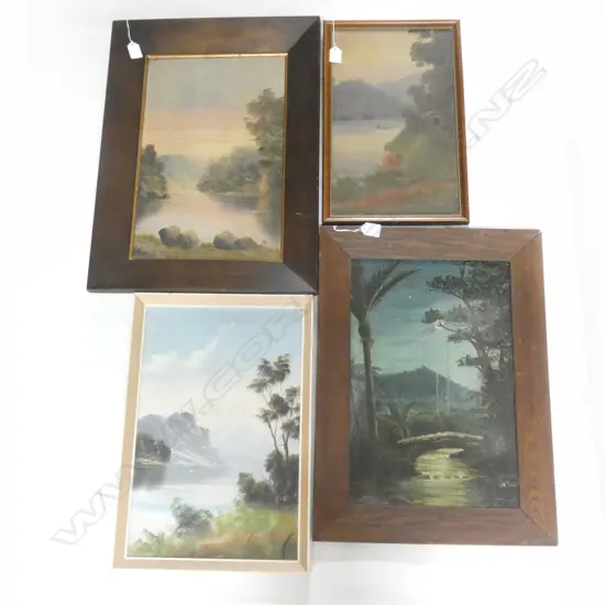 4 COLONIAL LANDSCAPE OILS; H T GARRETT (DE RITZ) ETC 445x295mm
