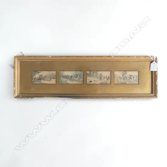 MONTAGE OF MINIATURE PAINTINGS OF FOX HUNT 425 X 50MM