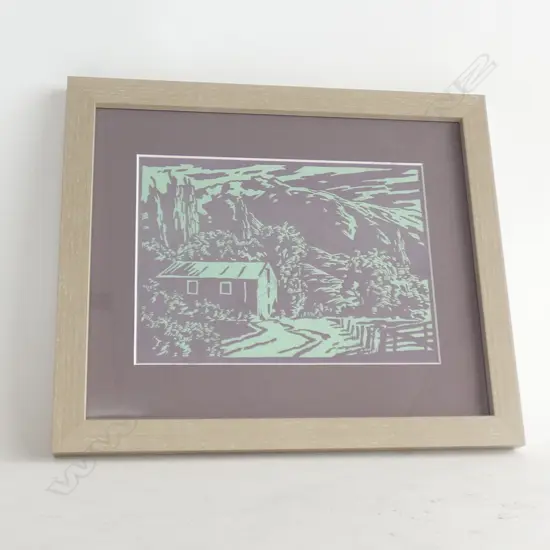 OWEN R LEE LANDSCAPE VINTAGE LITHOGRAPH BY H TOMBS FROM LINOCUT 1950 160 X 220M