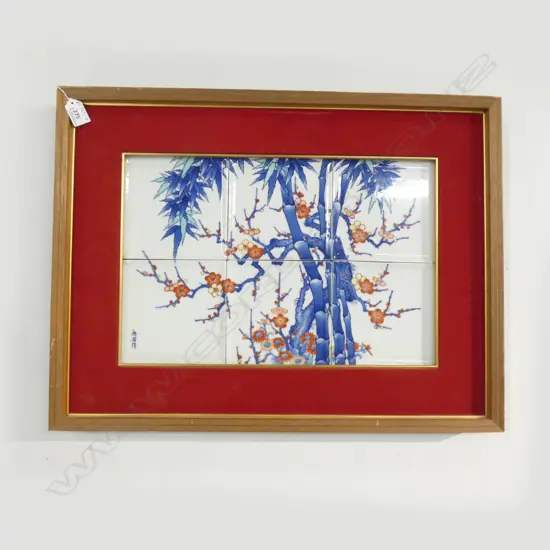 ORIENTAL CERAMIC ARTWORK; BLOSSOMS; ON 6 TILES 295x445mm