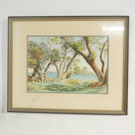 WATERCOLOUR AUSTRALIAN BUSH SCENE BY VINCENT ROGERS (PAINTED C1920-42) 400 X285MM