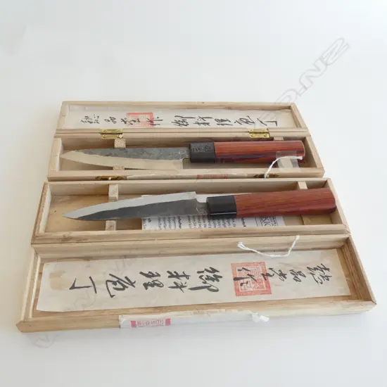 TWO JAPANESE KITCHEN KNIVES IN ORIGINAL BOXES 