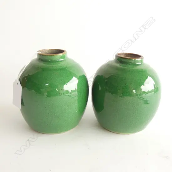 PR CHINESE, EMERALD GREEN GLAZED GINGER JARS. H.1052mm
