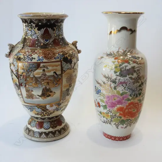 2 LG JAPANESE VASES; 1 SATSUMA H. 310MM