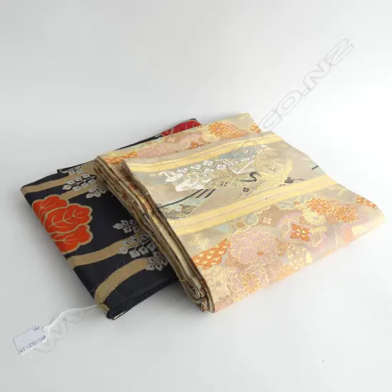 PAIR OF VINTAGE JAPANESE WEDDING OBI HANDWOVEN SILK W300 L4000