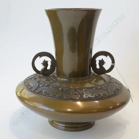 ORIENTAL BRONZED VASE - STAMP TO BASE H. 270MM