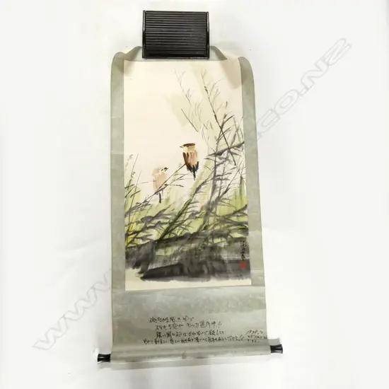 CHINESE SCROLL PAINTED BY JIANG XUE 'YELLOW ORIOLE'