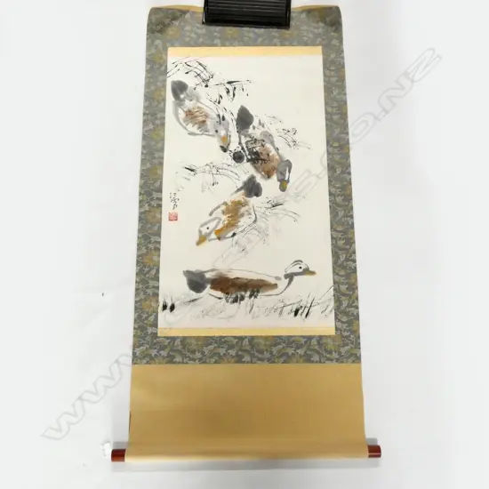 CHINESE SCROLL PAINTED by JIANG XUE 'FLOCK OF DUCKS'