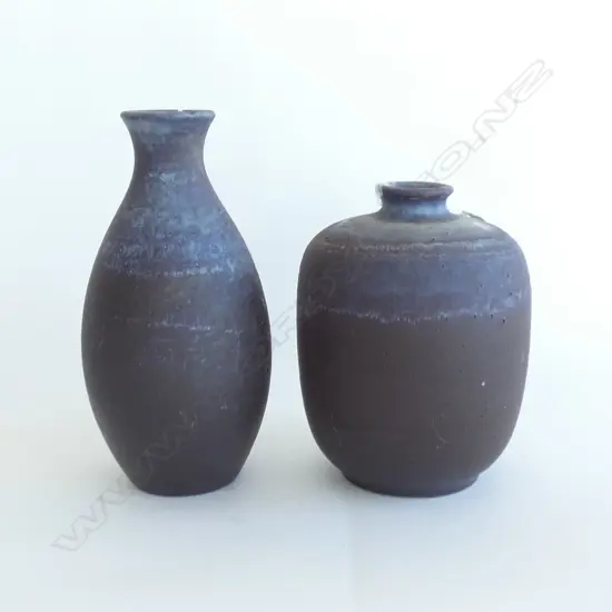 TWO MID CENTURY WEST GERMAN POTTERY VASES LARGEST H. 240MM