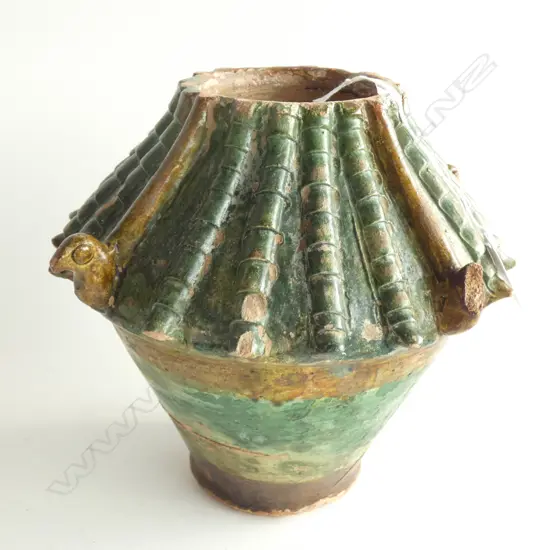 OLD CHINESE TANG STYLE POT ROOF TOP SANCAI GLAZE A.F