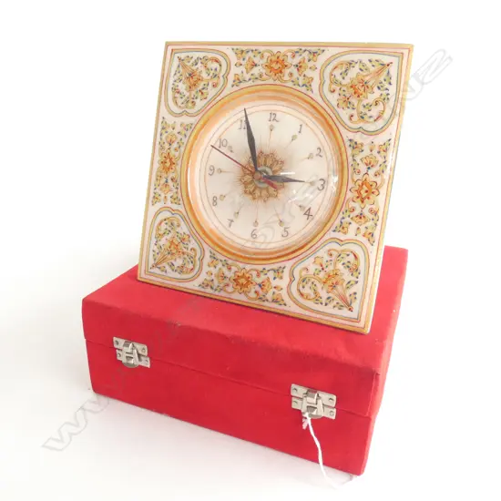 HAND PAINTED QUARTZ CLOCK, CASED, WORKING
