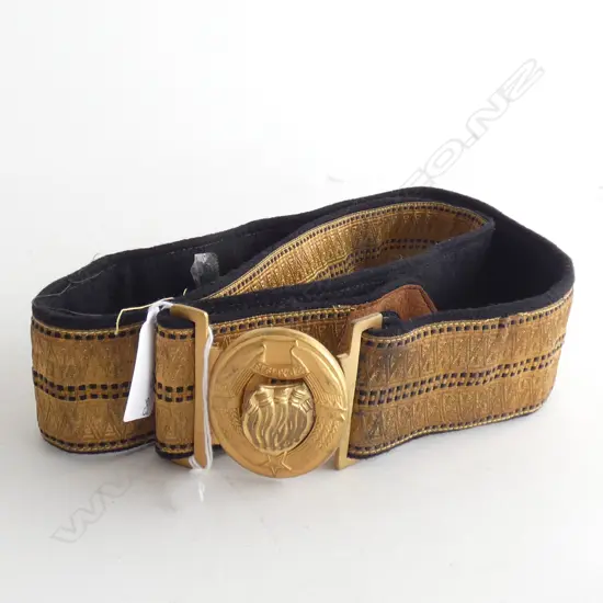 29.11.1943 GLIT BELT BUCKLE W GOLD SILK & BLCK VELVET BELT 