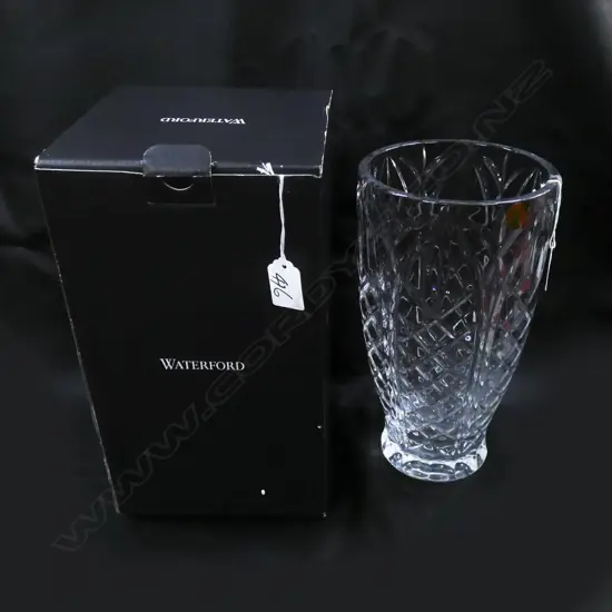 WATERFORD CRYSTAL TALL VASE ARCHED PANELS...