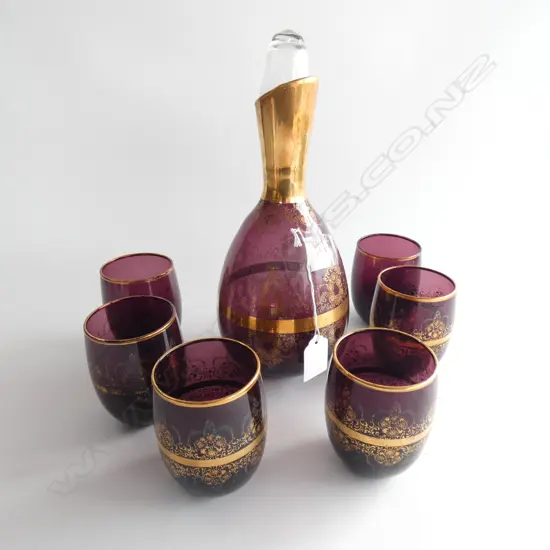 VENETIAN DECANTER & 6 GLASSES