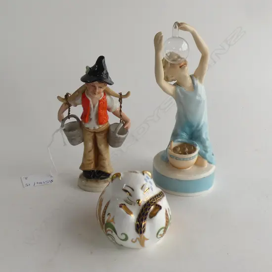2 FIGURINES; ROYAL WORCESTER 'BUBBLES' / GERMAN WATER CARRIER + RCD FIELD MOUSE