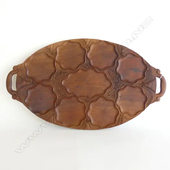 LG WOODEN HAND CARVED TRAY L 600MM