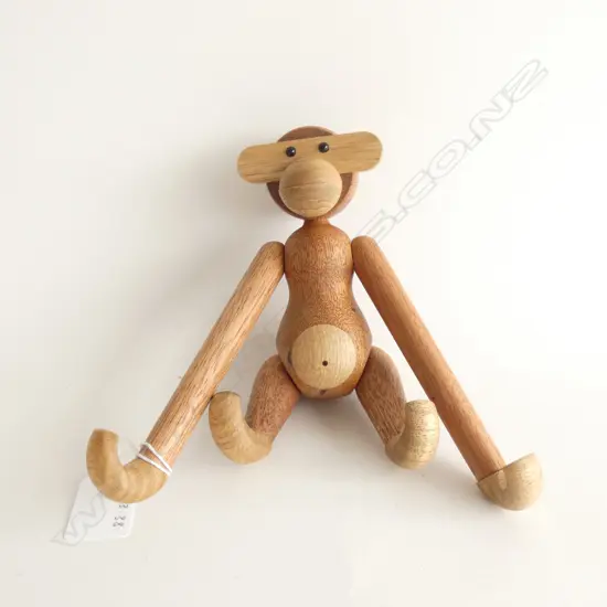 DANISH WOODEN JOINTED MONKEY. H.190mm