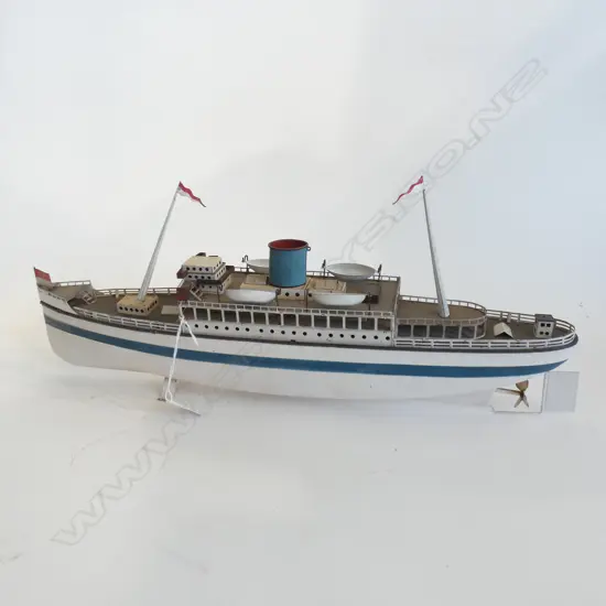 VINTAGE FLEISCHMANN TIN PLATE STEAM SHIP L.510mm