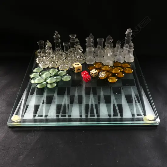 GLASS 3in1 CHESS SET