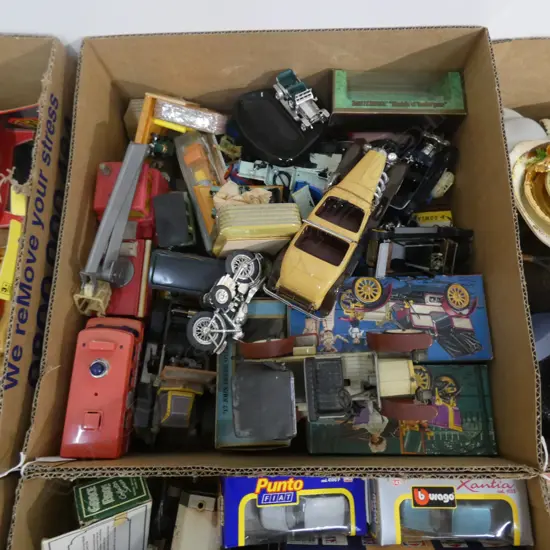 BOX LOT ASST. MODEL CARS INCL. SCHUCO ETC