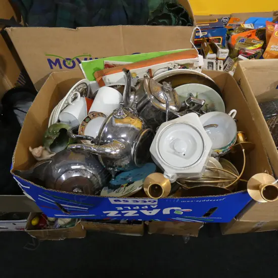 BOX LOT ASST. EPNS & CHINA