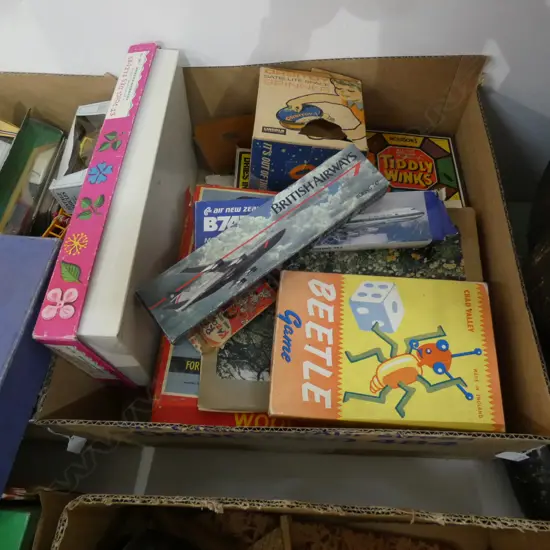 BOX LOT VINTAGE BOARD GAMES ETC