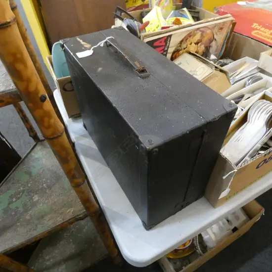 COLUMBIA VINTAGE FOLDING GRAMOPHONE, CASED A/F