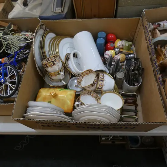 BOX LOT ASST. CHINA; TEA SETS ETC