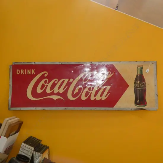 VINTAGE ALUMINIUM 'DRINK COCA COLA' SIGN 445x1370mm