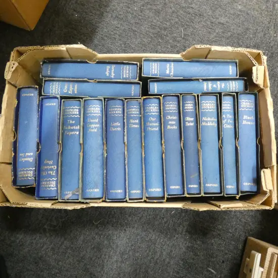 BOX LOT SET HARDCOVER LEATHERBOUND CHARLES DICKENS NOVELS