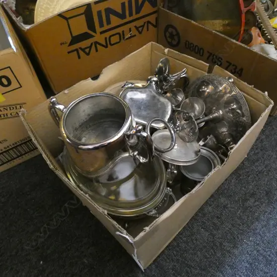 BOX LOT ASST. SILVER PLATE 