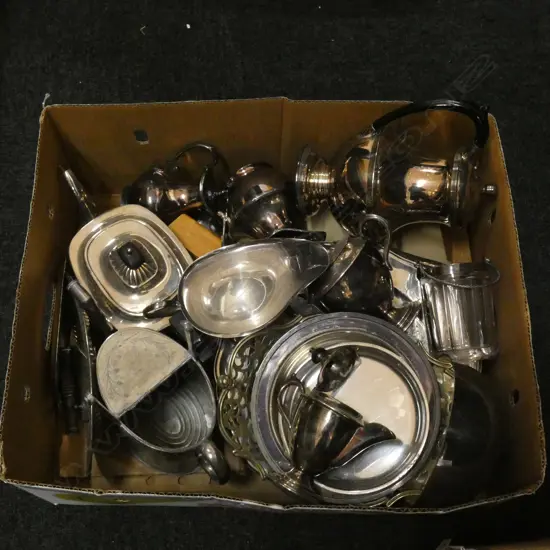 BOX LOT ASST. SILVER PLATE