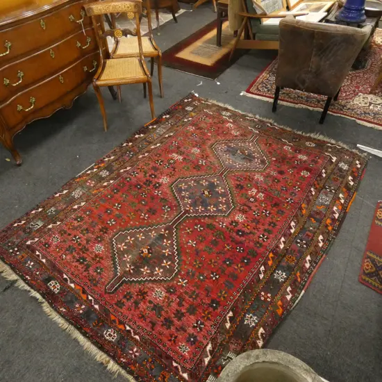 PERSIAN H/KNOTTED SHIRAZ RUG ALL WOOL 2150 X 1700MM