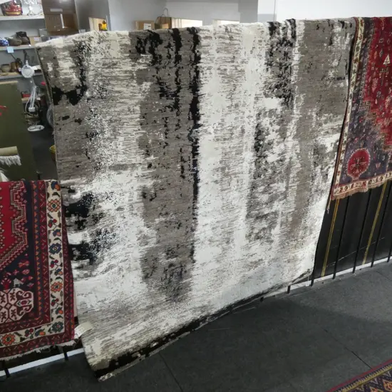 CONTEMPORARY HAND KNOTTED MIXED PILE WOOL PILE RUG...