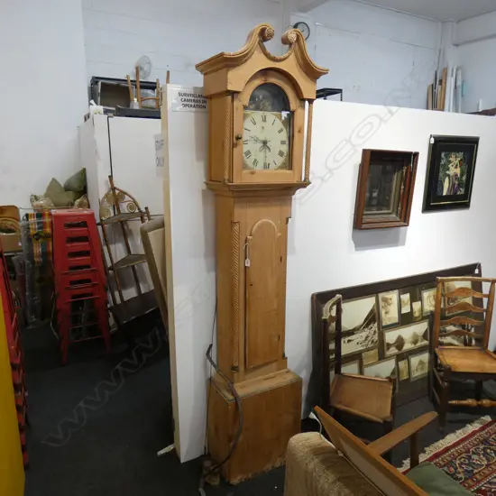ANTIQUE PINE GRANDFATHER CLOCK